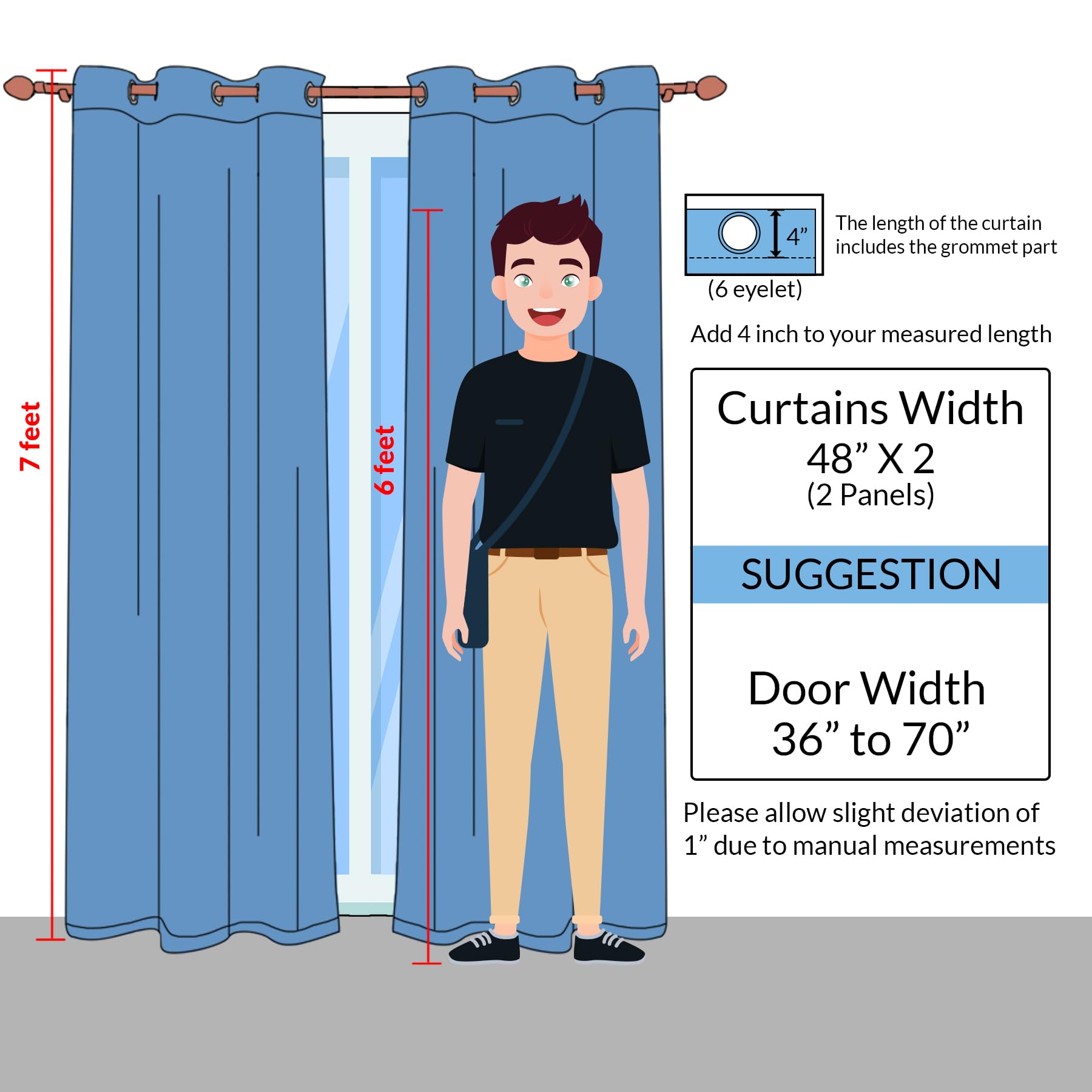 HOMEMONDE Solid 70% Blackout Curtains Door 7 Feet - Thermal Insulated, Heavy Blackouts, Room Darkening, 84 Inches - Beige, Opaqu